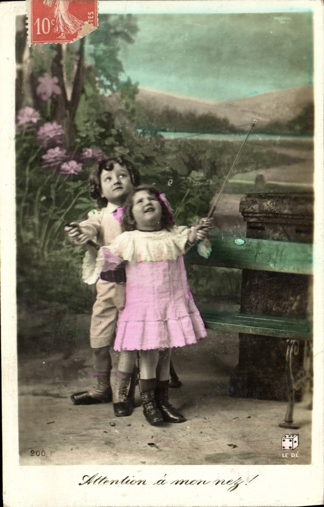Vintage Postcard Diabolo Children Attention has my nose