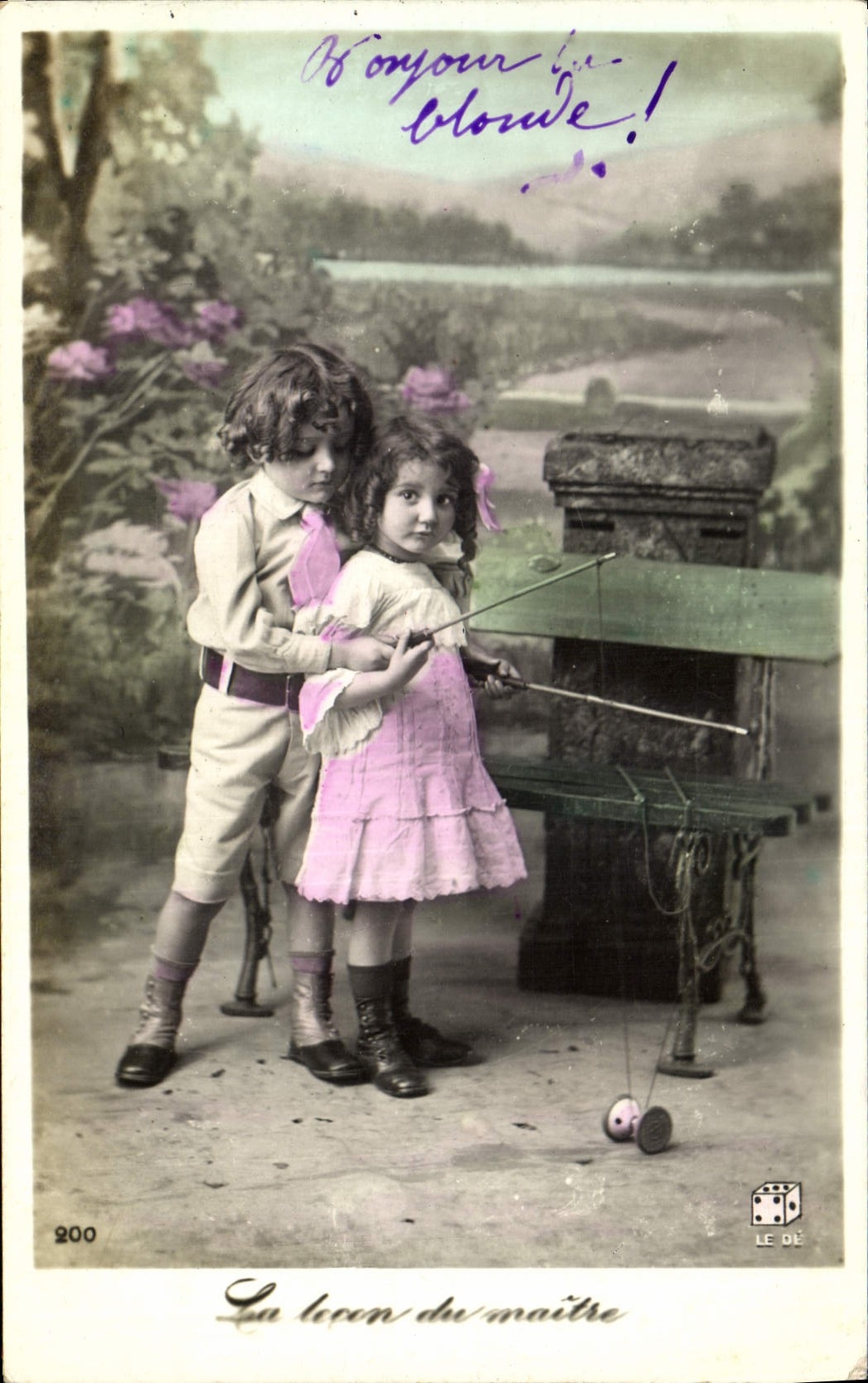 CPA Diabolo Enfant La lecon de maitre