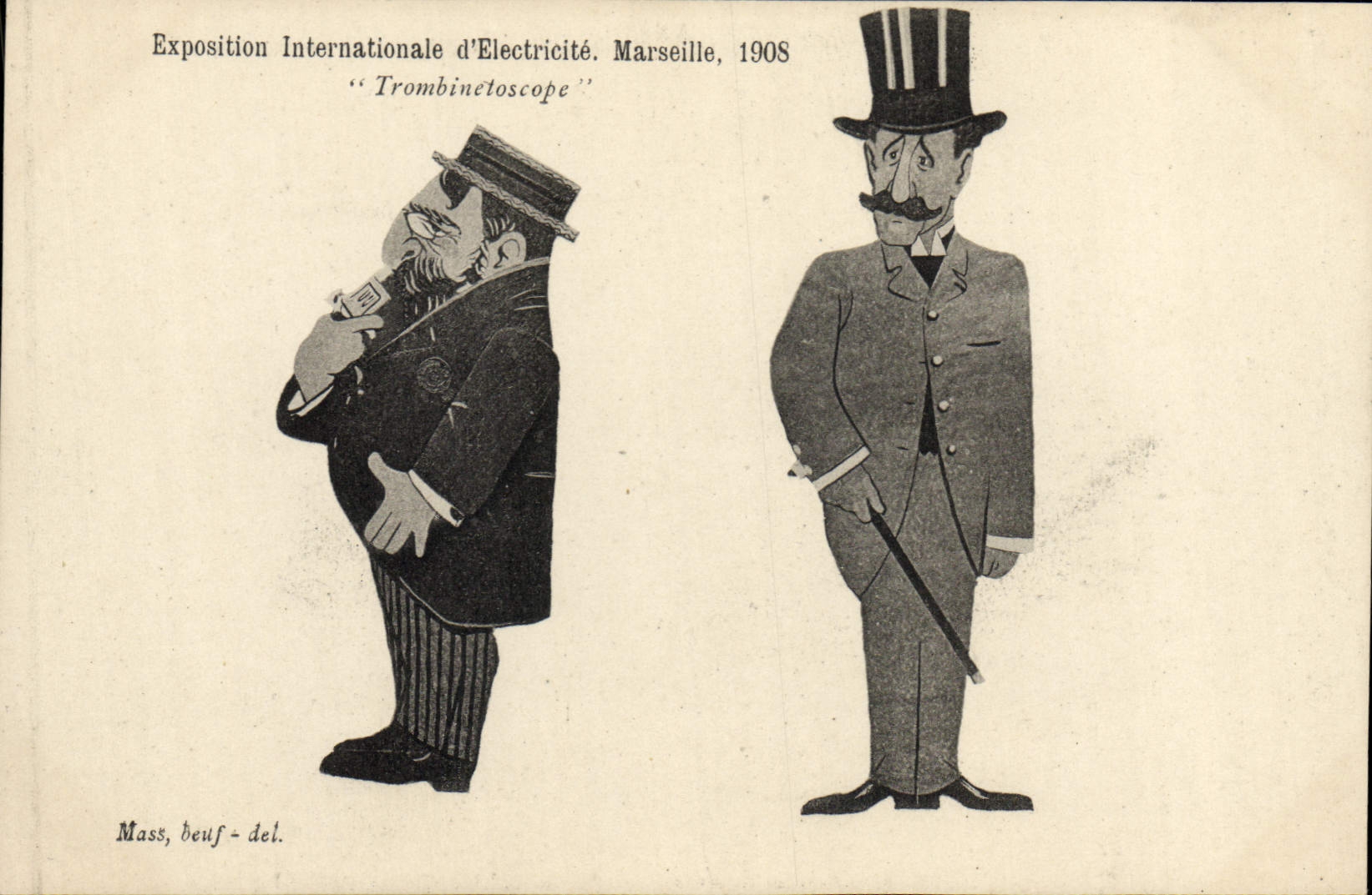 Vintage Postcard Fantasy Illustrator International exhibition of Electricity Marseilles 1908 Trominetoscope