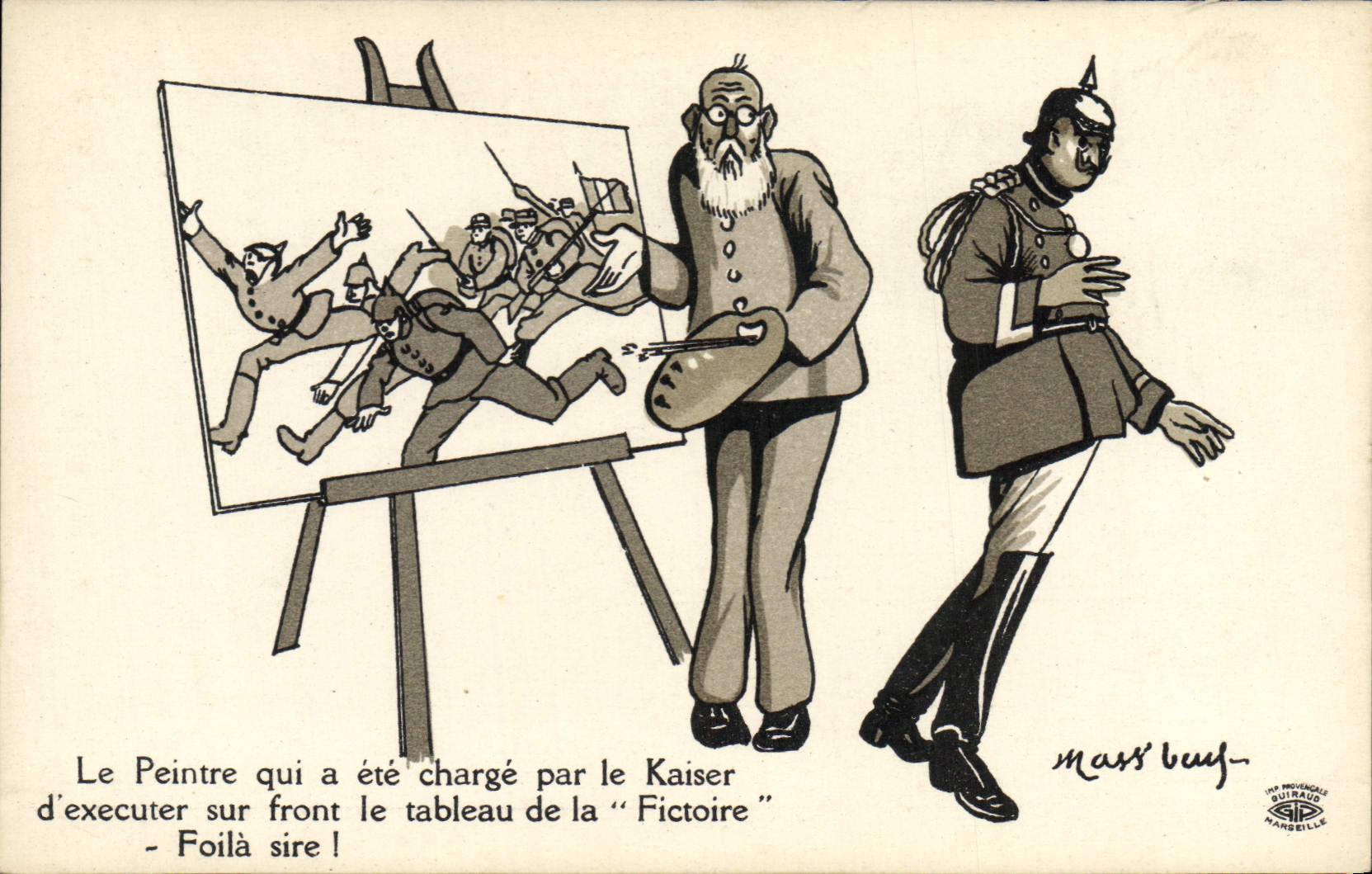 Vintage Postcard Fantasy Illustrator the painter who was load by Kaiser to carry out on face the table