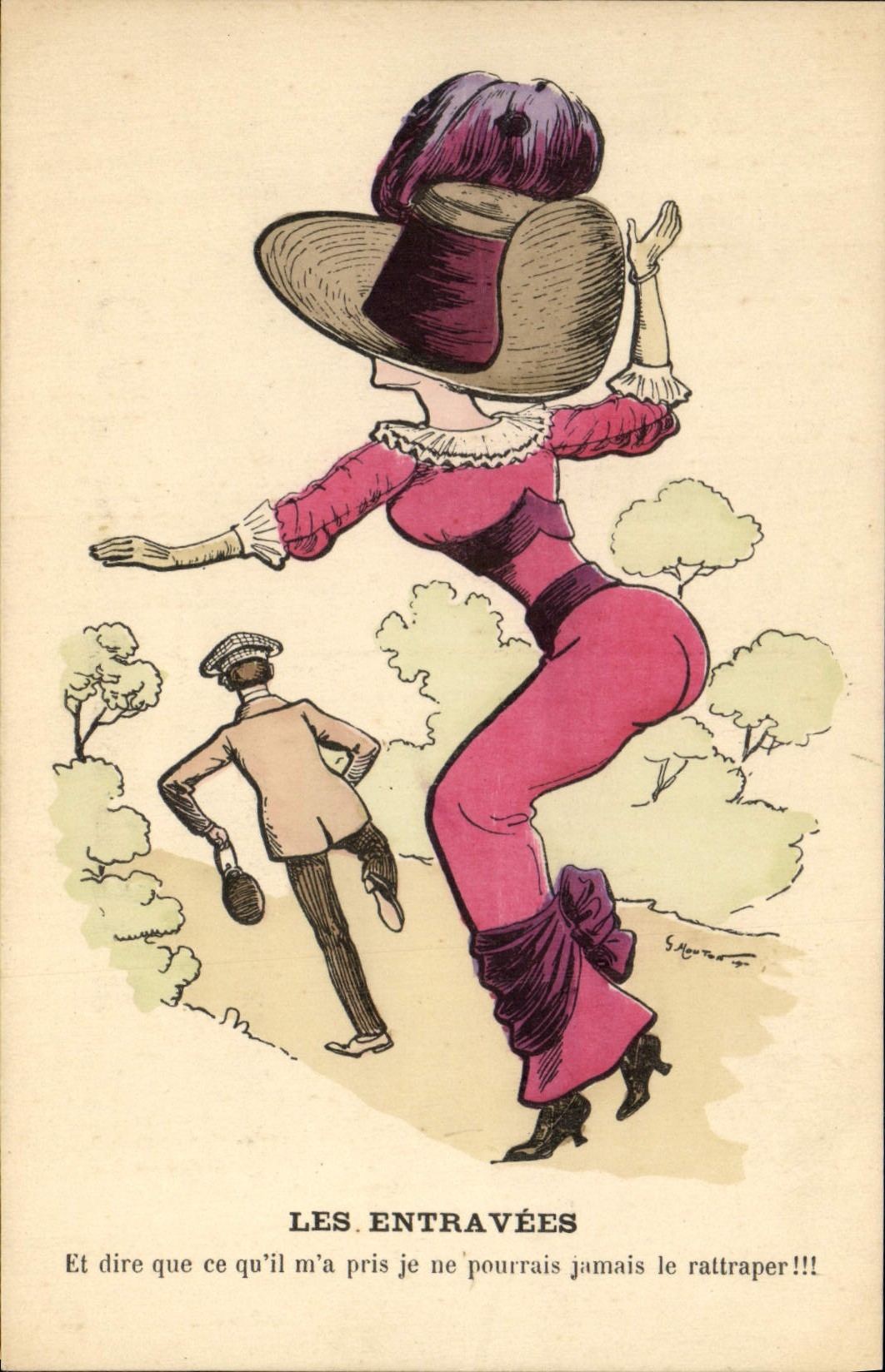 Vintage Postcard Fantasy Illustrator Sheep entravees