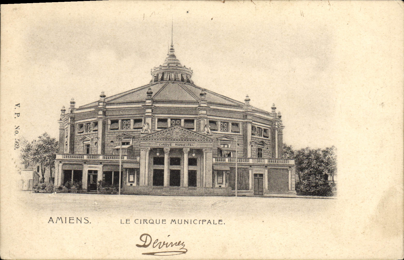 Vintage Postcard Amiens Circus the circus municipal