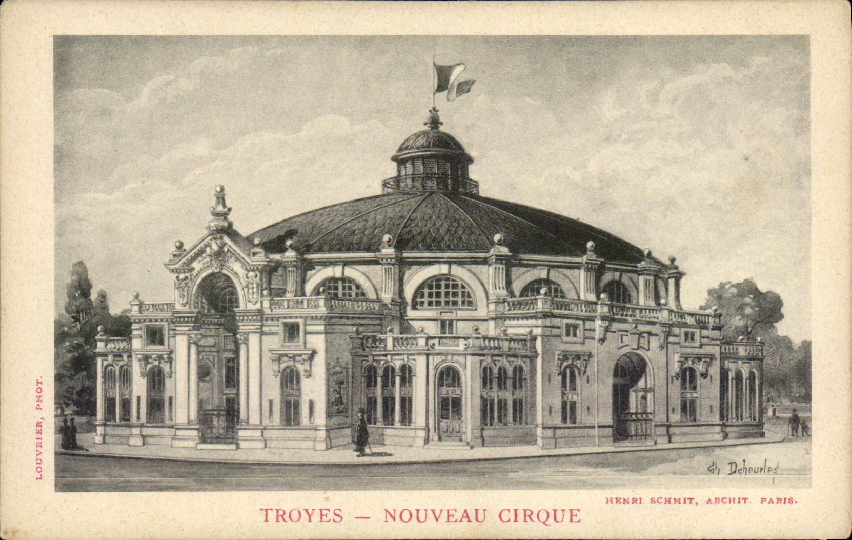 Vintage Postcard Troyes the new Circus
