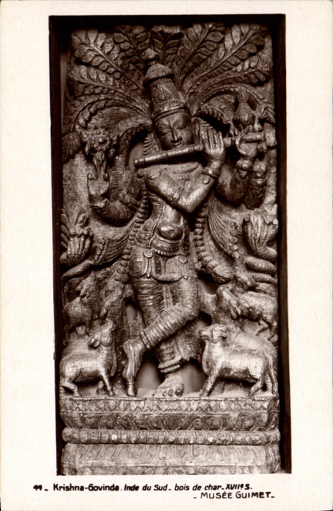 Postal Krishna Govinda la India del sur madera del tanque Vagado Guimet