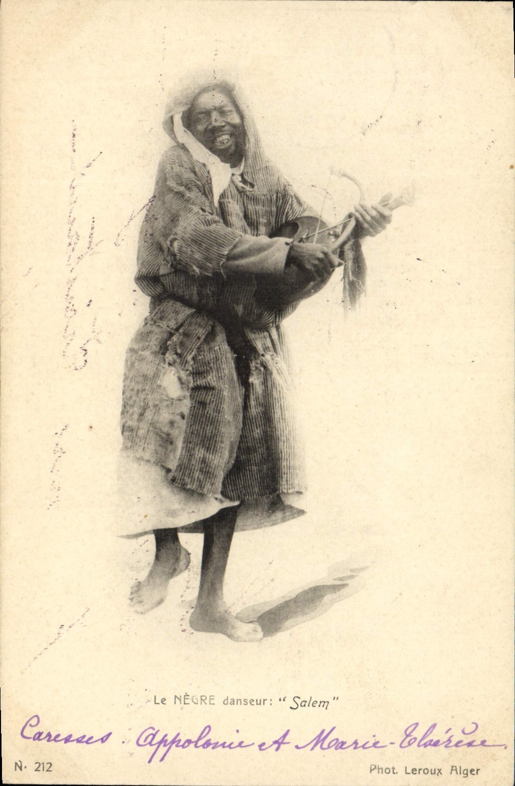 Postal el negro bailarín Salem