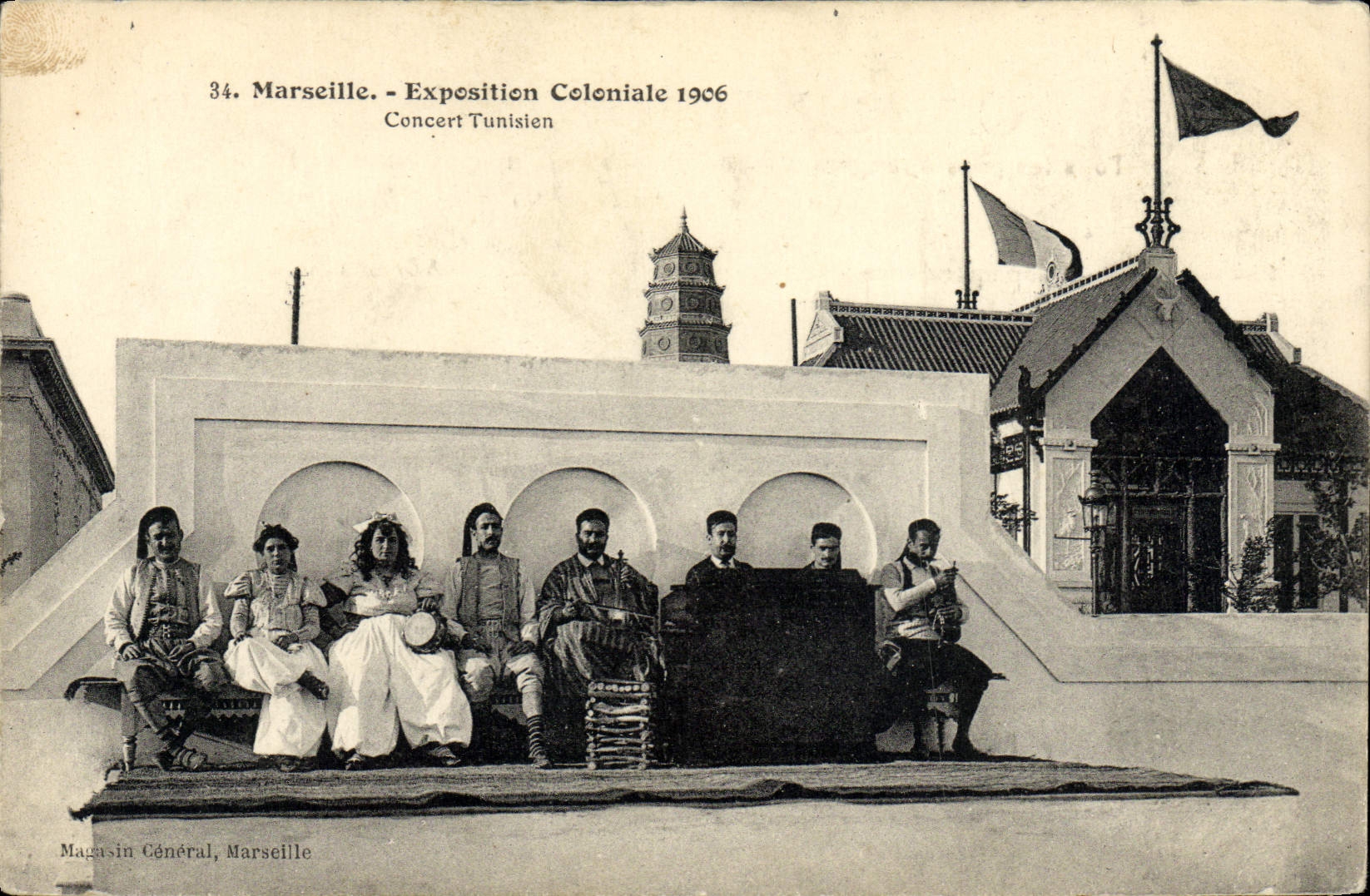 Postal Marsella Exposición colonial 1906 de Concierto tunecino