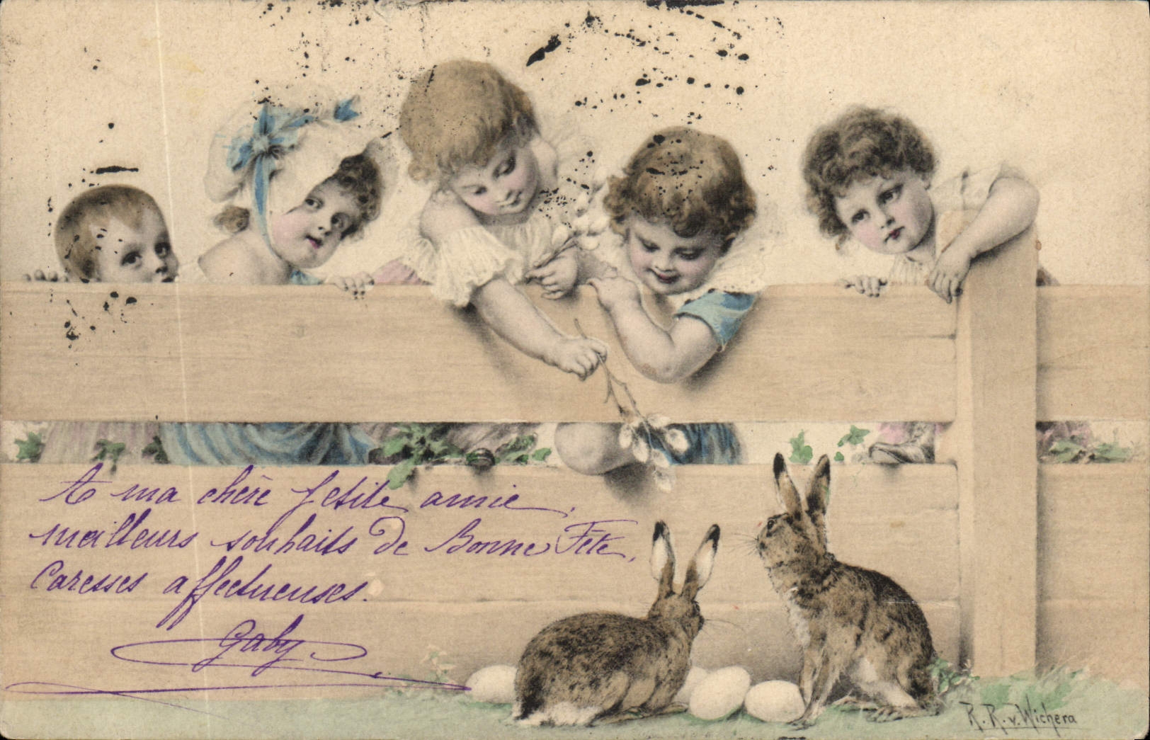CPA Lapin Lapins Enfants 