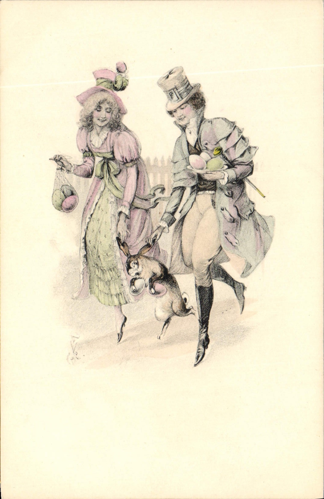 CPA Lapin Lapins Femme 