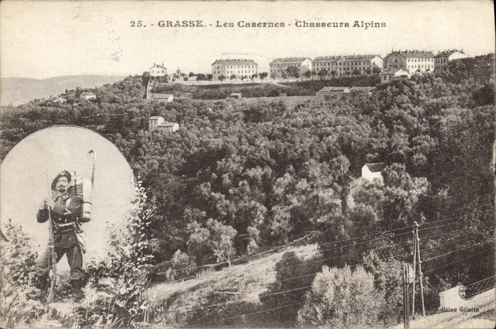 CPA Militaria Chasseurs Alpins Grasse Les casernes 