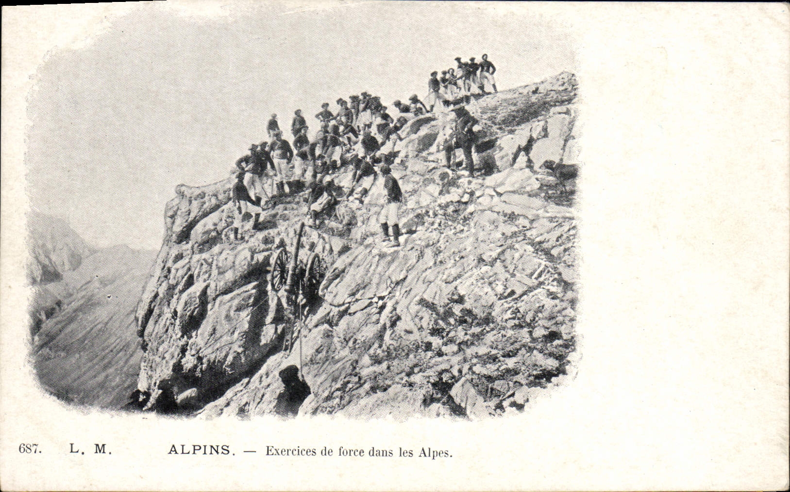 Vintage Postcard Militaria Alpine hunters Exercises of force in the Alps