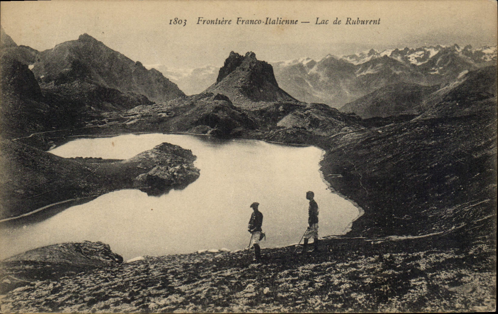 Vintage Postcard Militaria Alpine hunters Border Free Italian Lake Ruburent