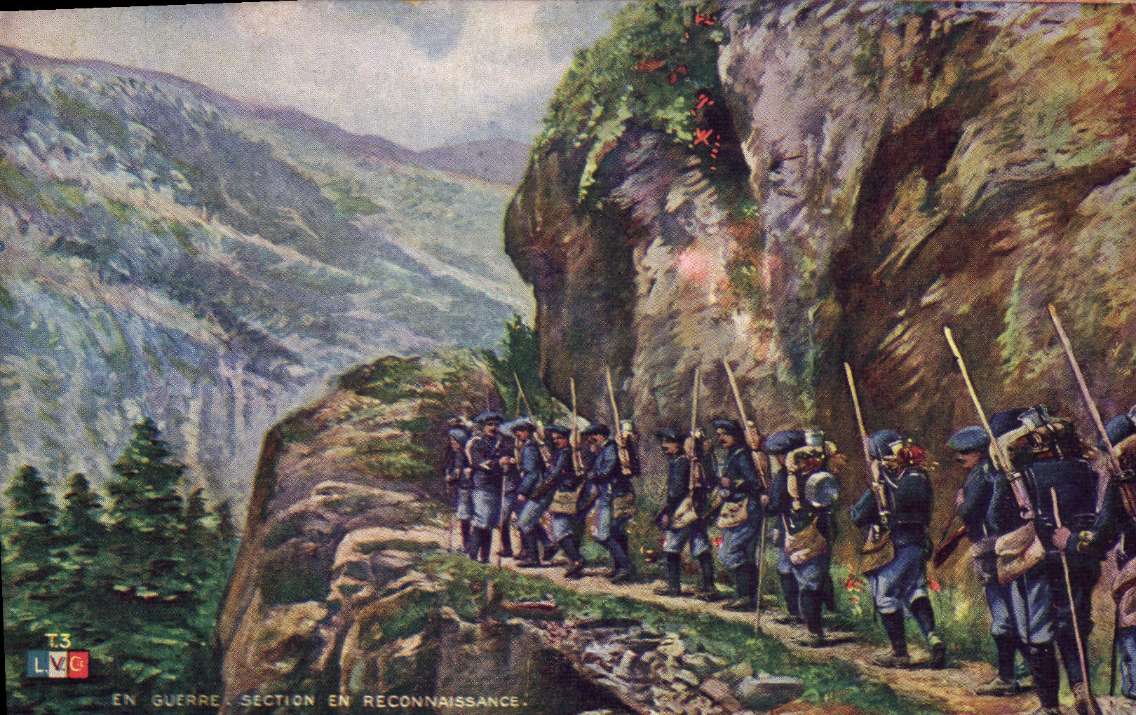 CPA Militaria Chasseurs Alpins Section en reconnaissance