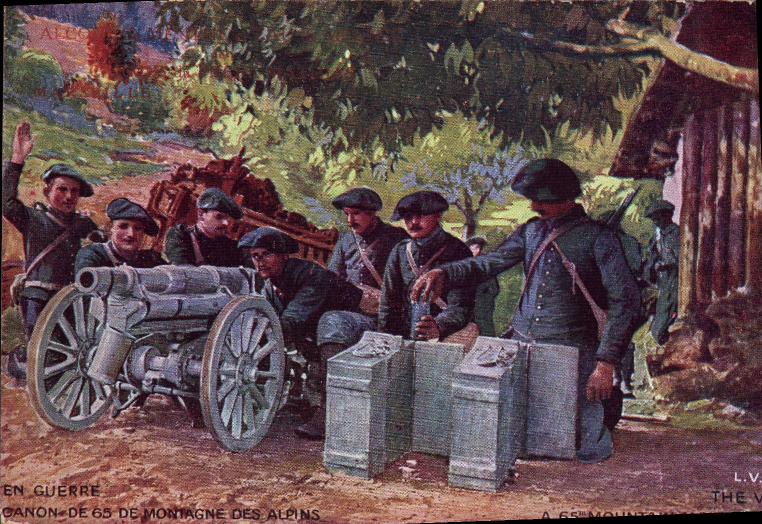 CPA Militaria Chasseurs Alpins Canon de 65 de montagne des alpins