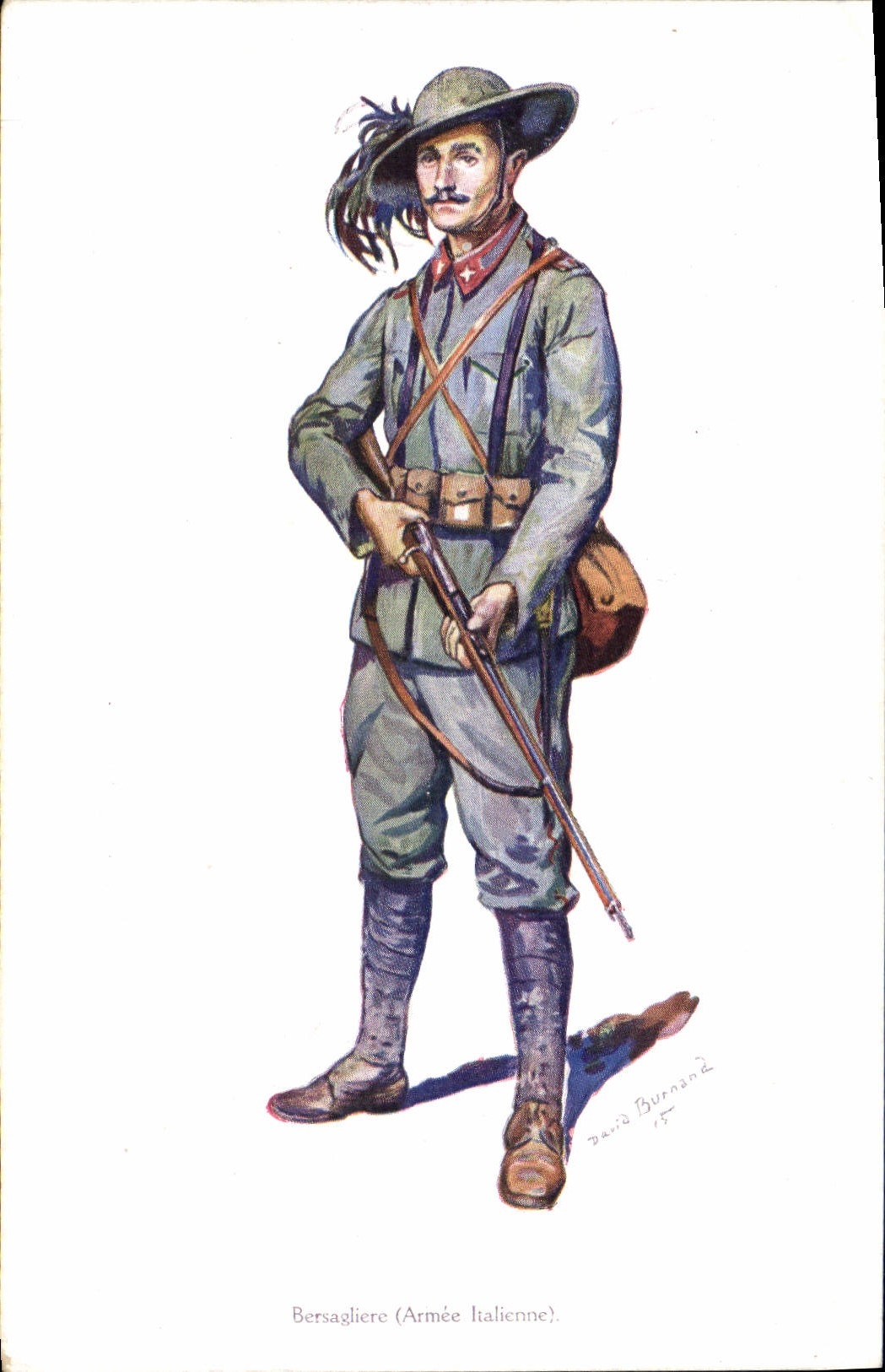 Vintage Postcard Militaria Bersagliere Armed Italian