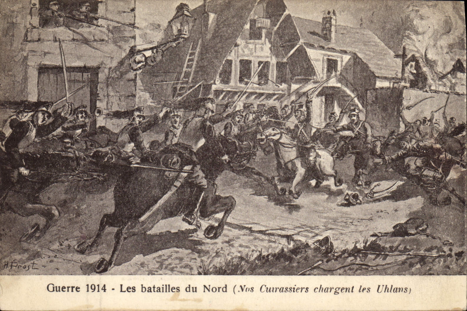 Vintage Postcards Militaria the battles of North Our cuirassiers charge Uhlans