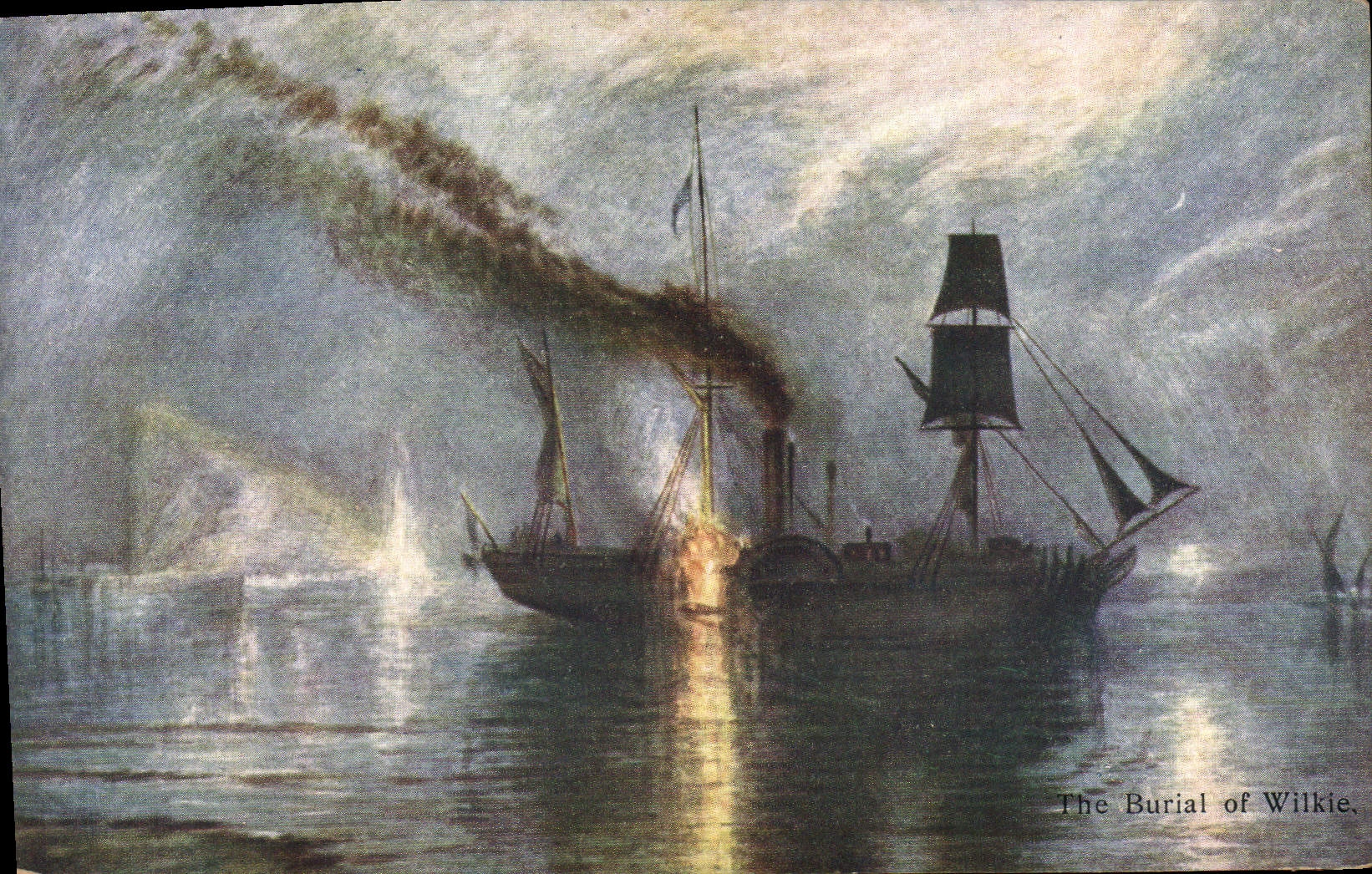Vintage Postcard Boat The Burial of Wilkie