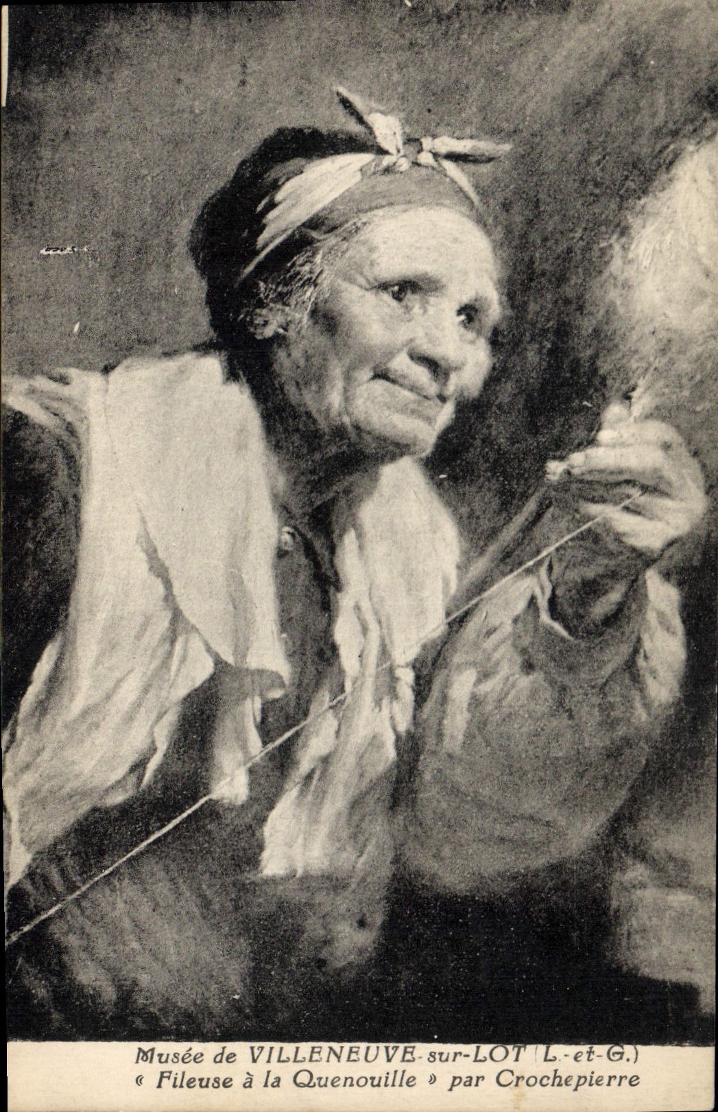 Postal Vagada de Villeneuve sobre Lote Hilandera tiene la Rueca por Crochepierre