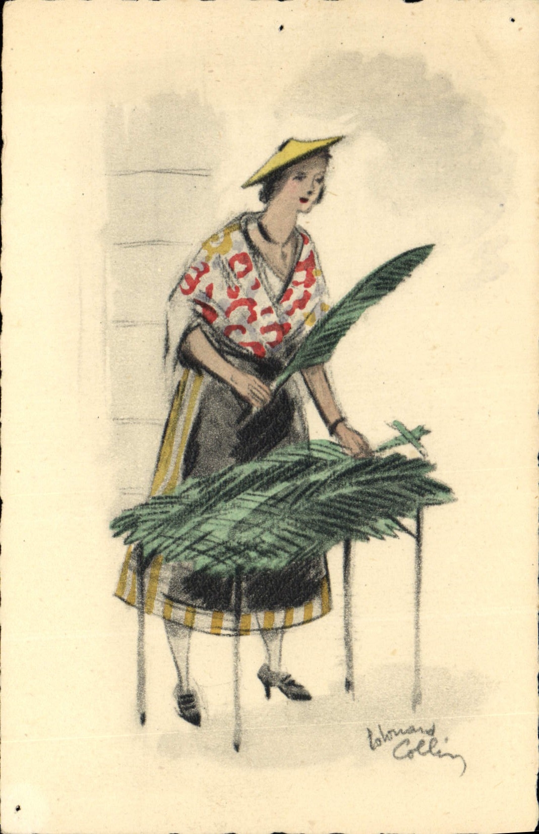 Vintage Postcard Fantasy Illustrator Woman the commercial one of branches