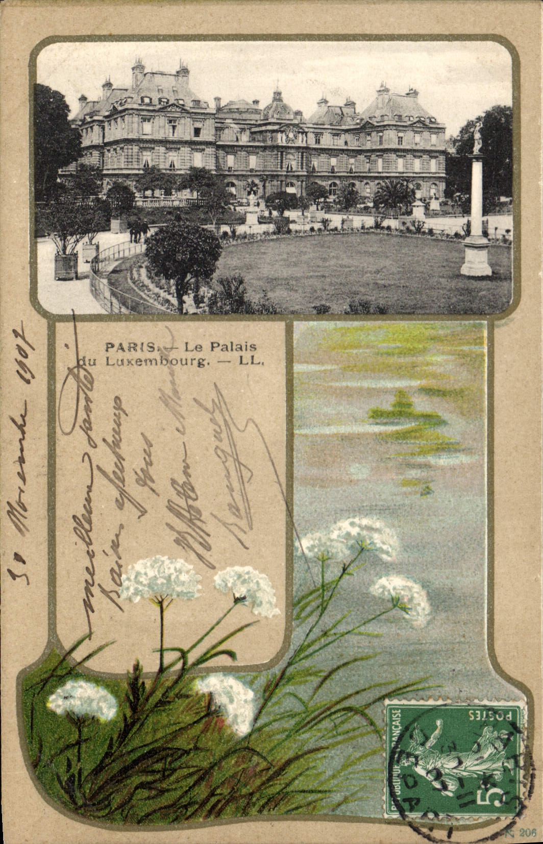 Vintage Postcard Fantasy Paris Illustrator the Palate of Luxembourg