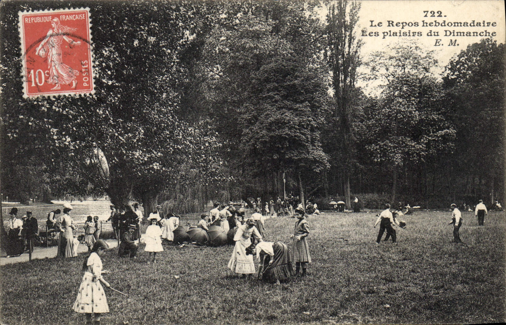 Vintage Postcard Twin wheel weekly rest pleasures of Sunday