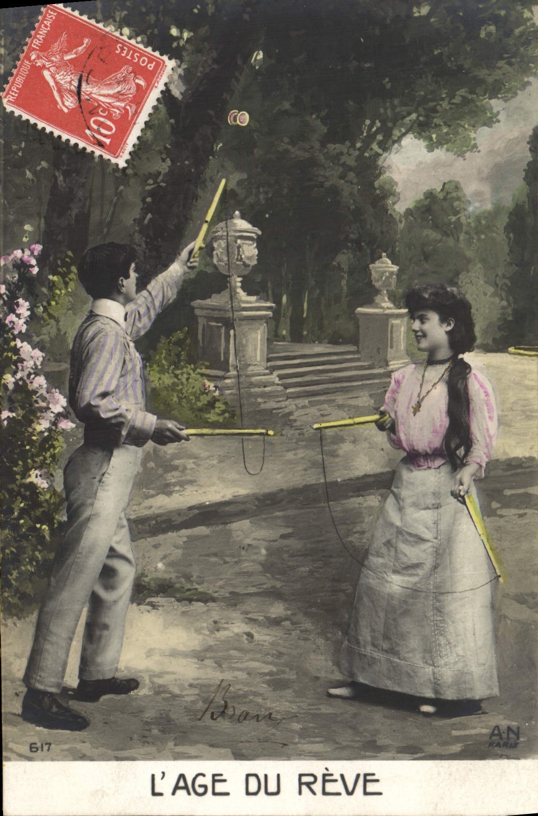 Vintage Postcard Twin wheel Children the old one of the dream