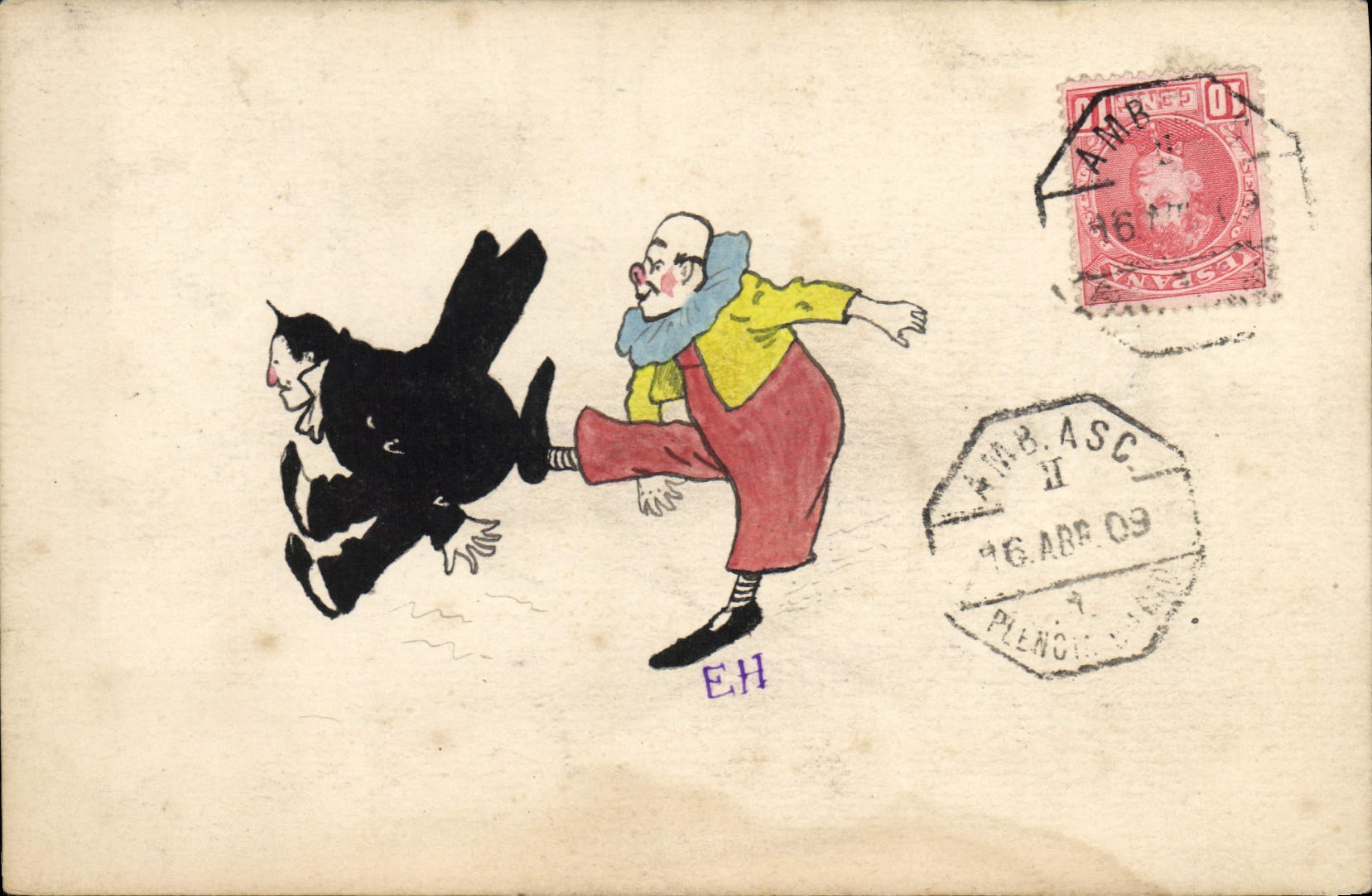 Vintage Postcard Circus Clown