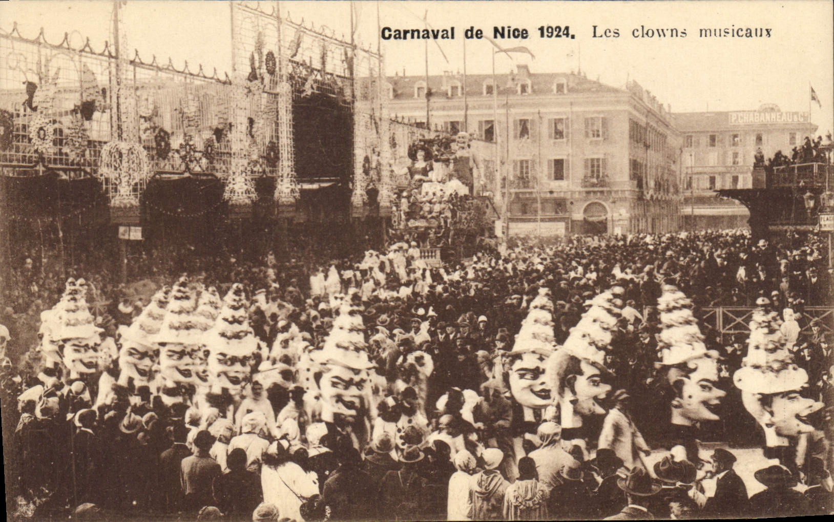 Vintage Postcard Circus Clown musical clowns Carnival of Nice 1924