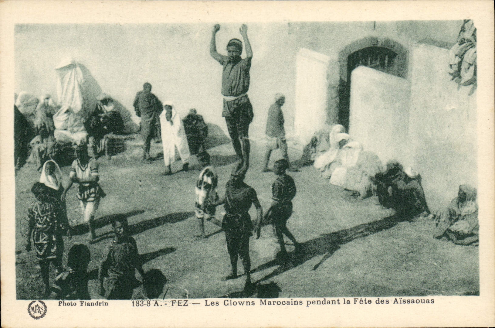 Vintage Postcard Circus Fez Clown Moroccan clowns during the festival of Aissaouas