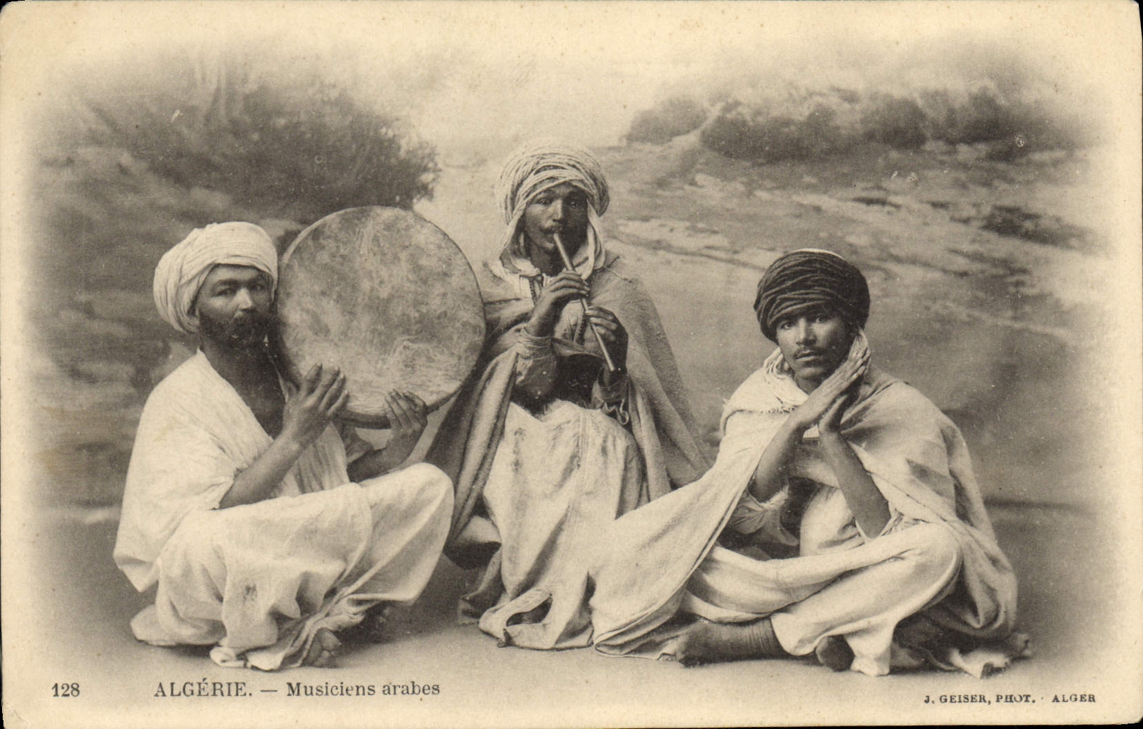 Vintage Postcard Folklore Arab Musicians