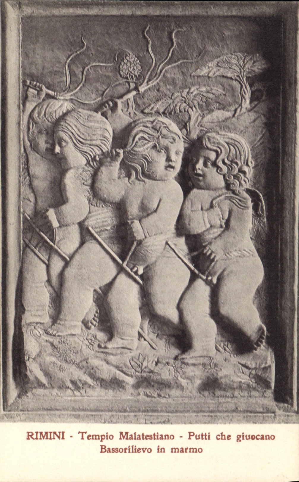 Vintage Postcard Folklore Rimini Templo Malatestiano Putti che giuocano