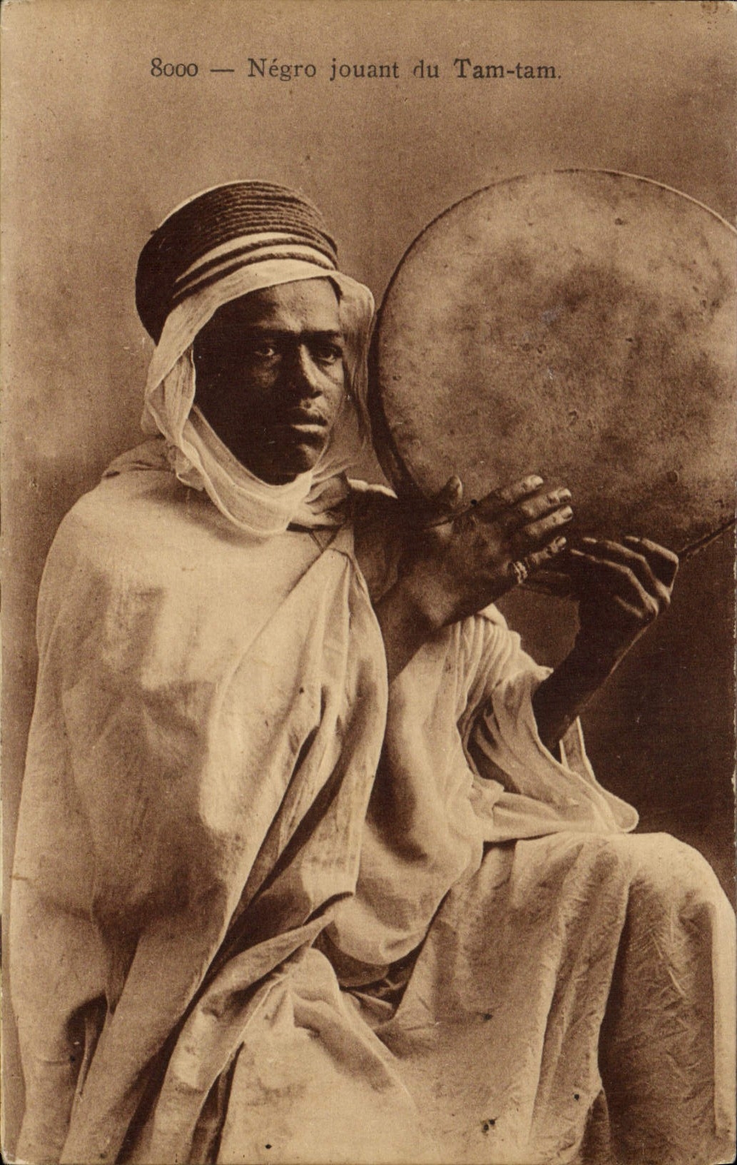 Vintage Postcard Negro Folklore playing of Tam Tam