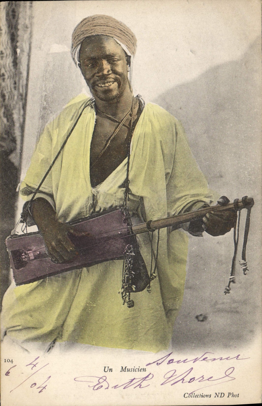 Vintage Postcard Folklore a musician