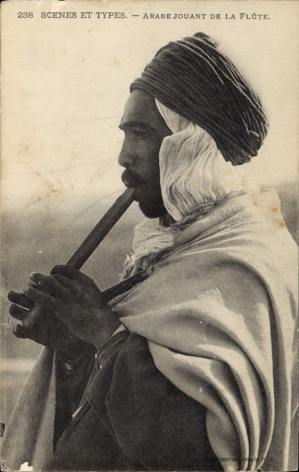 Vintage Postcard Arab Folklore playing of the flute