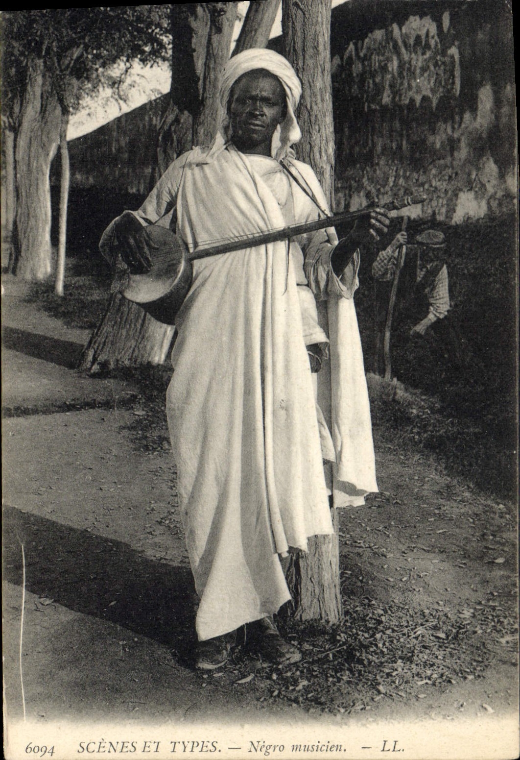 Postal Folclore Negro músico África el Septentrional