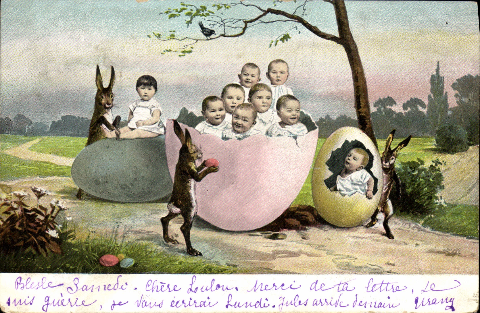 CPA Lapin Lapins Enfants 