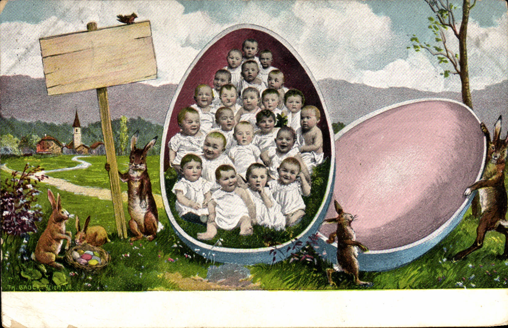 CPA Lapin Lapins Enfants 