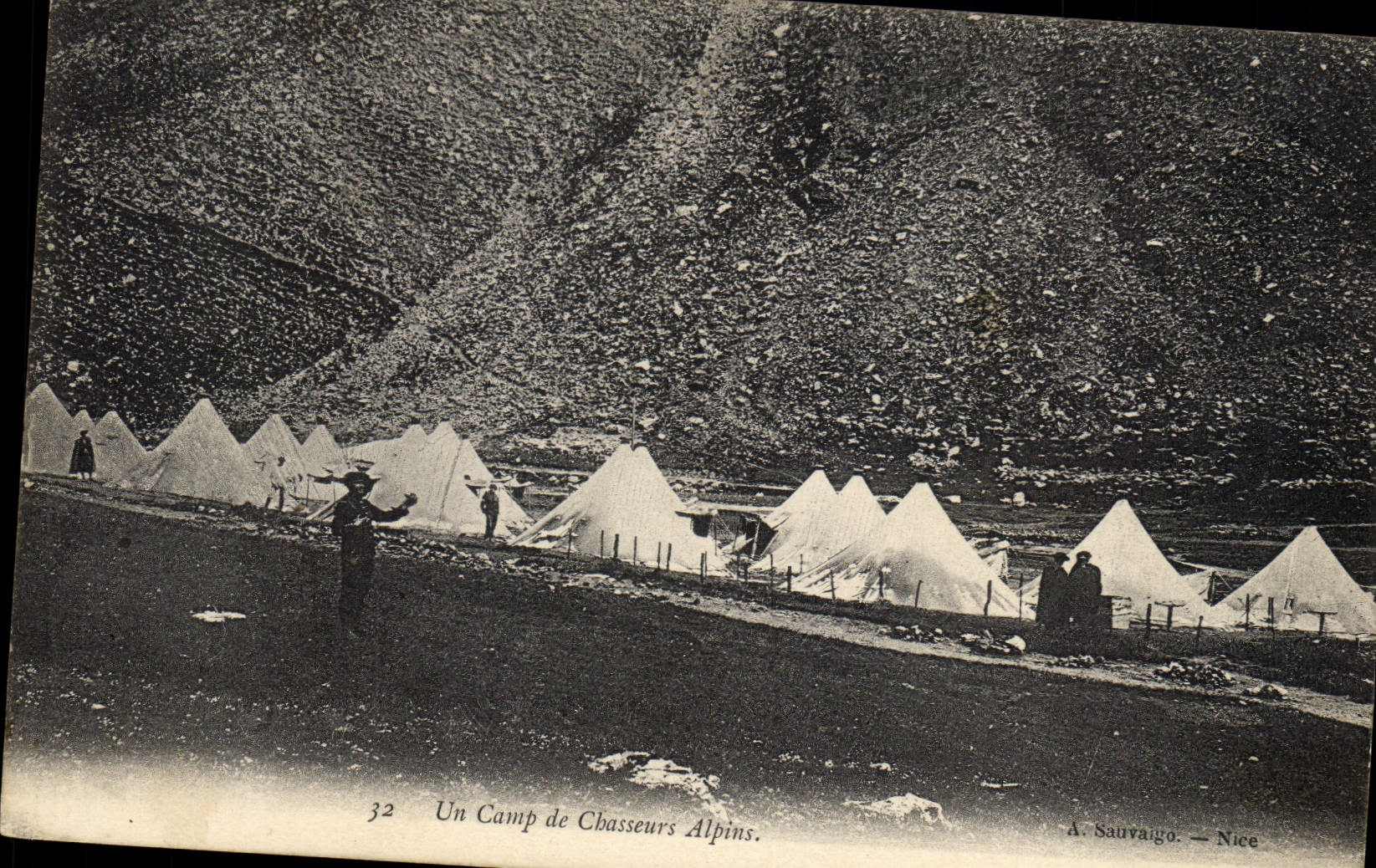 Vintage Postcard Militaria a camp of Alpine hunters