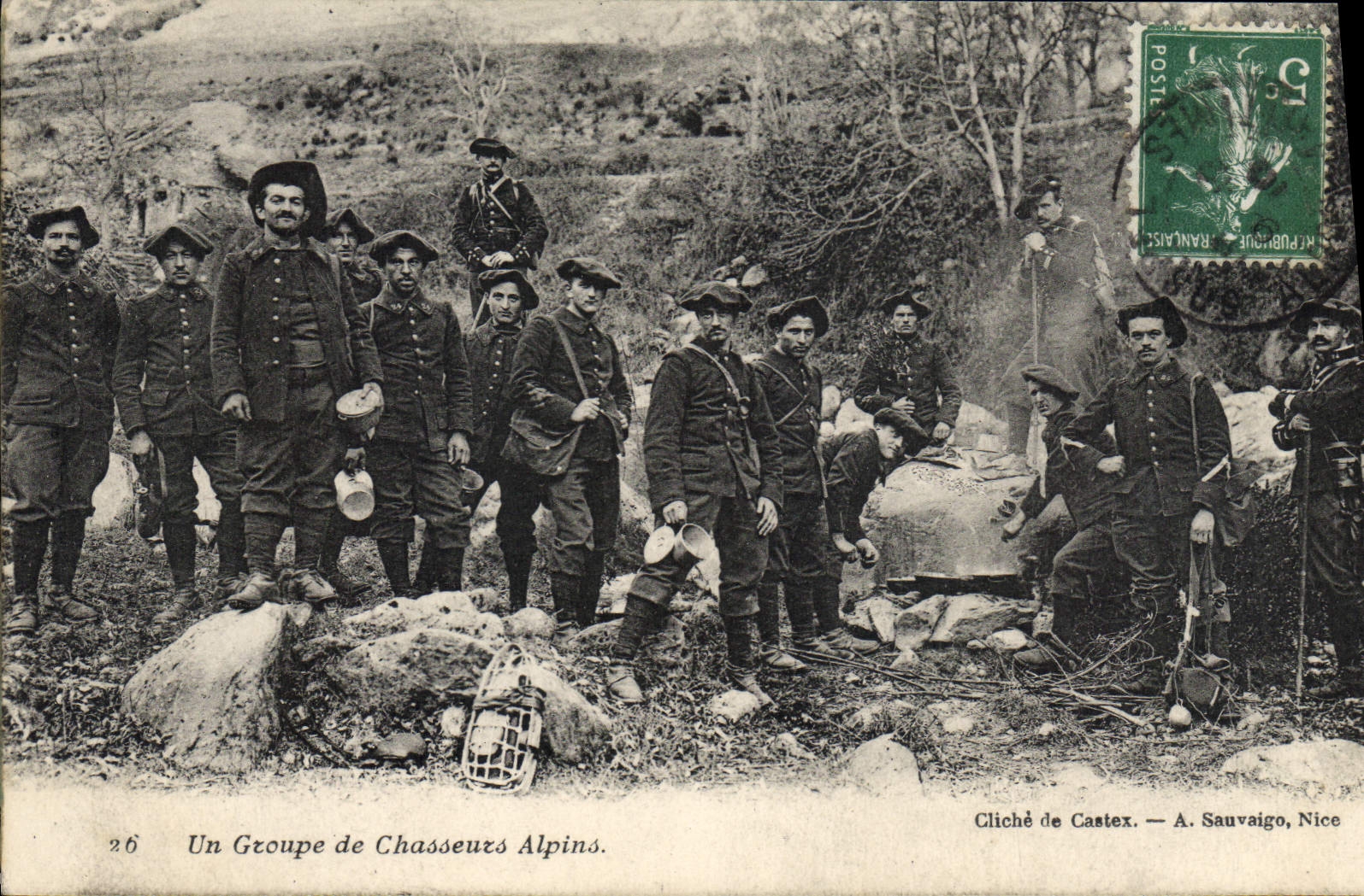 Vintage Postcard Militaria a group of Alpine hunters
