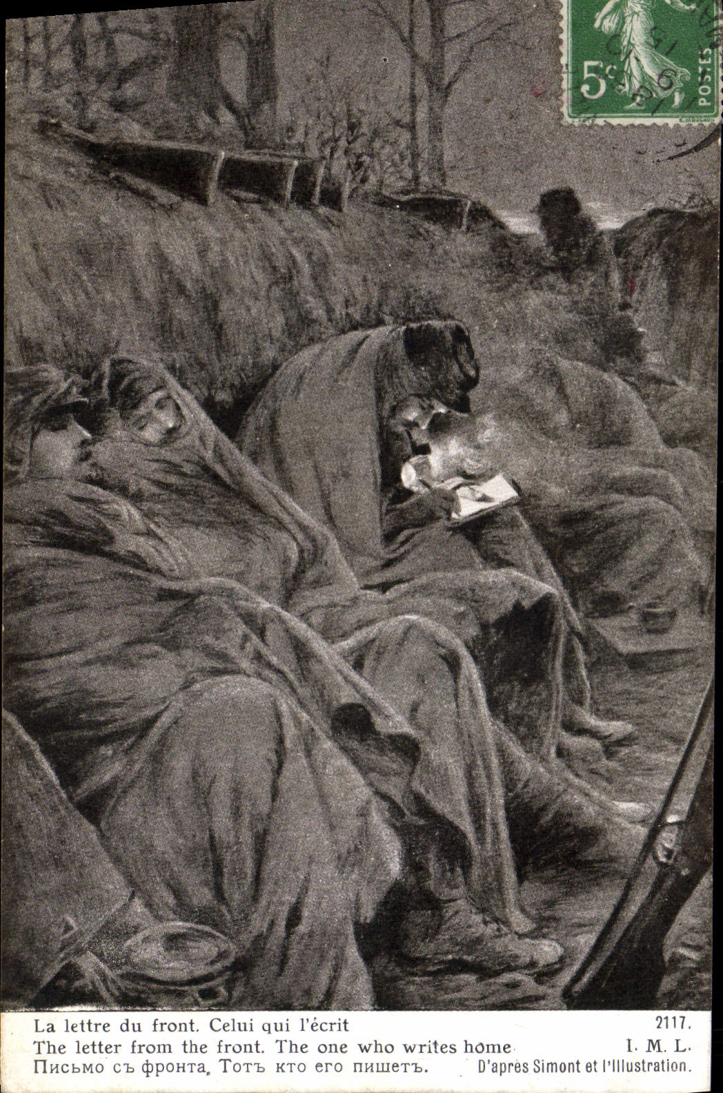 CPA Militaria La lettre du front Celui qui l'ecrit 