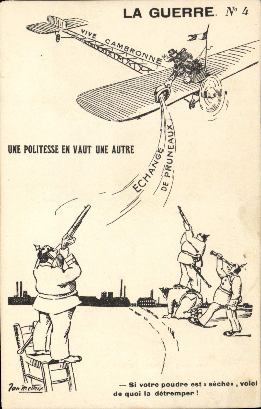 Vintage Postcard Militaria the war a polittess is worth another Plane of it