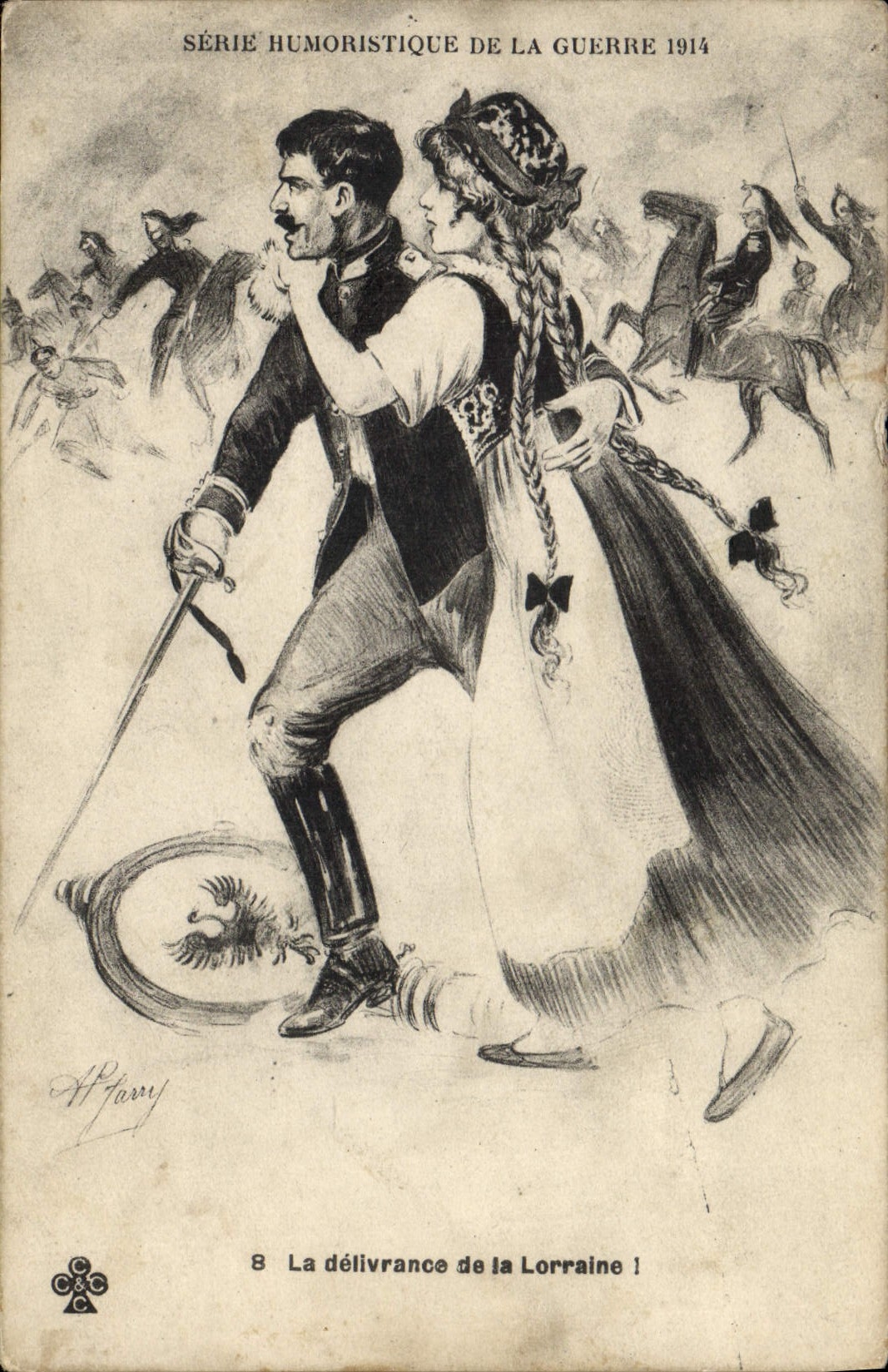 Vintage Postcard Militaria the delivery of Lorraine