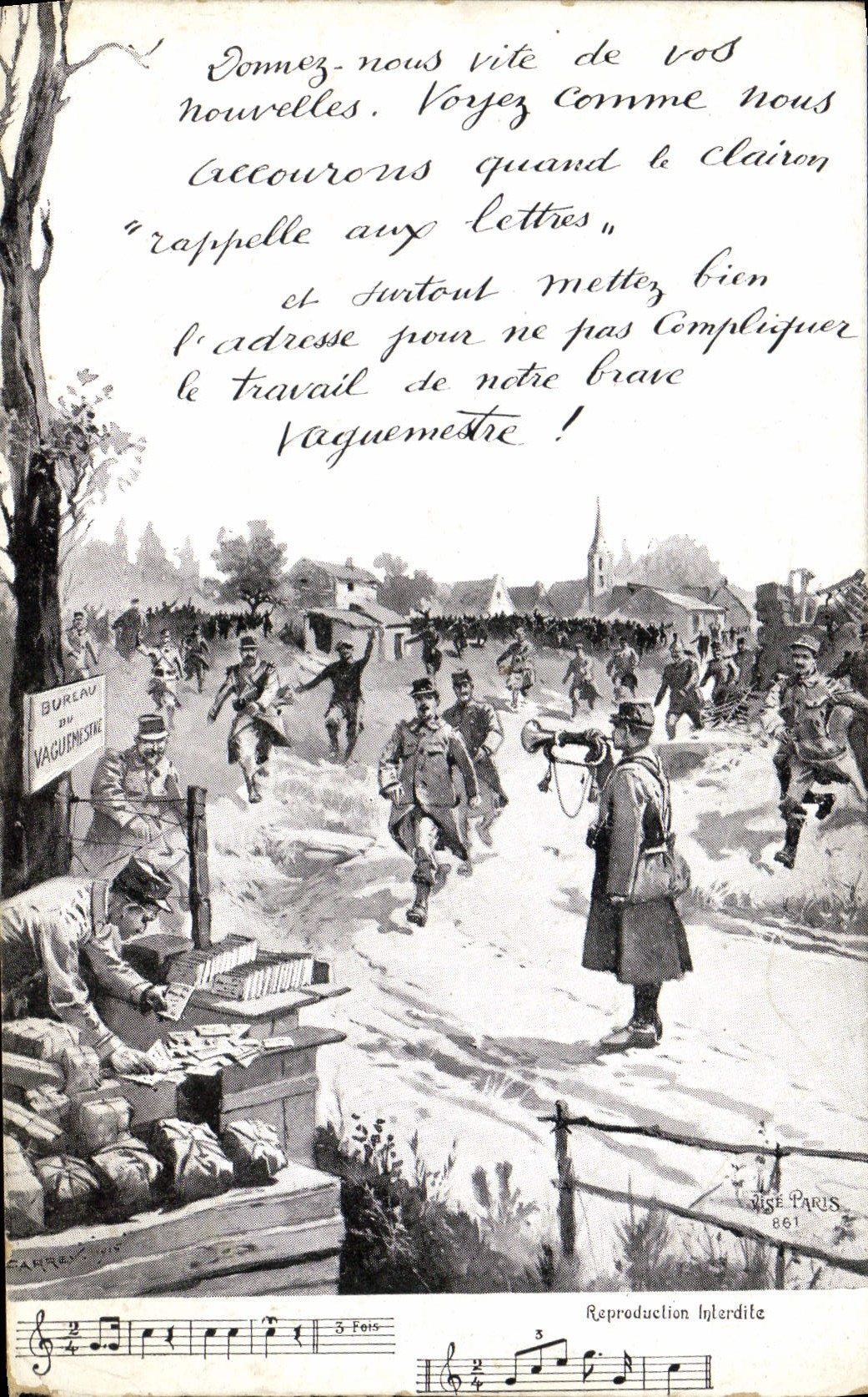 Vintage Postcard Militaria Office of the post orderly