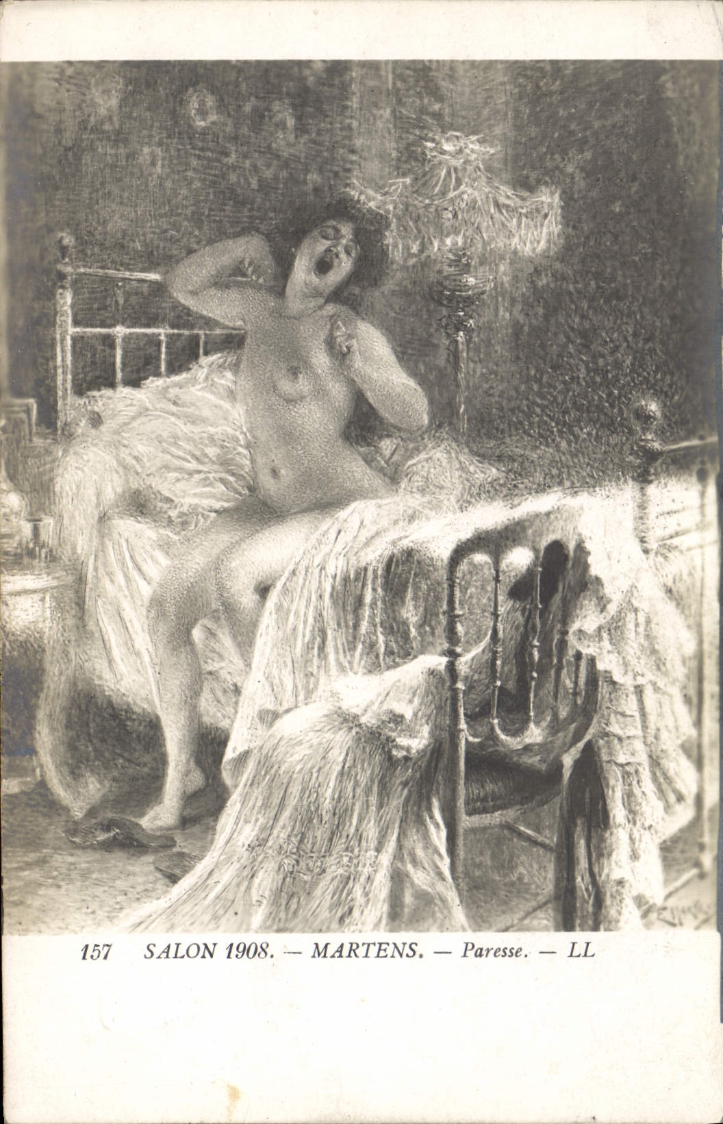 CPA Nu erotique Salon 1908 Martens Paresse