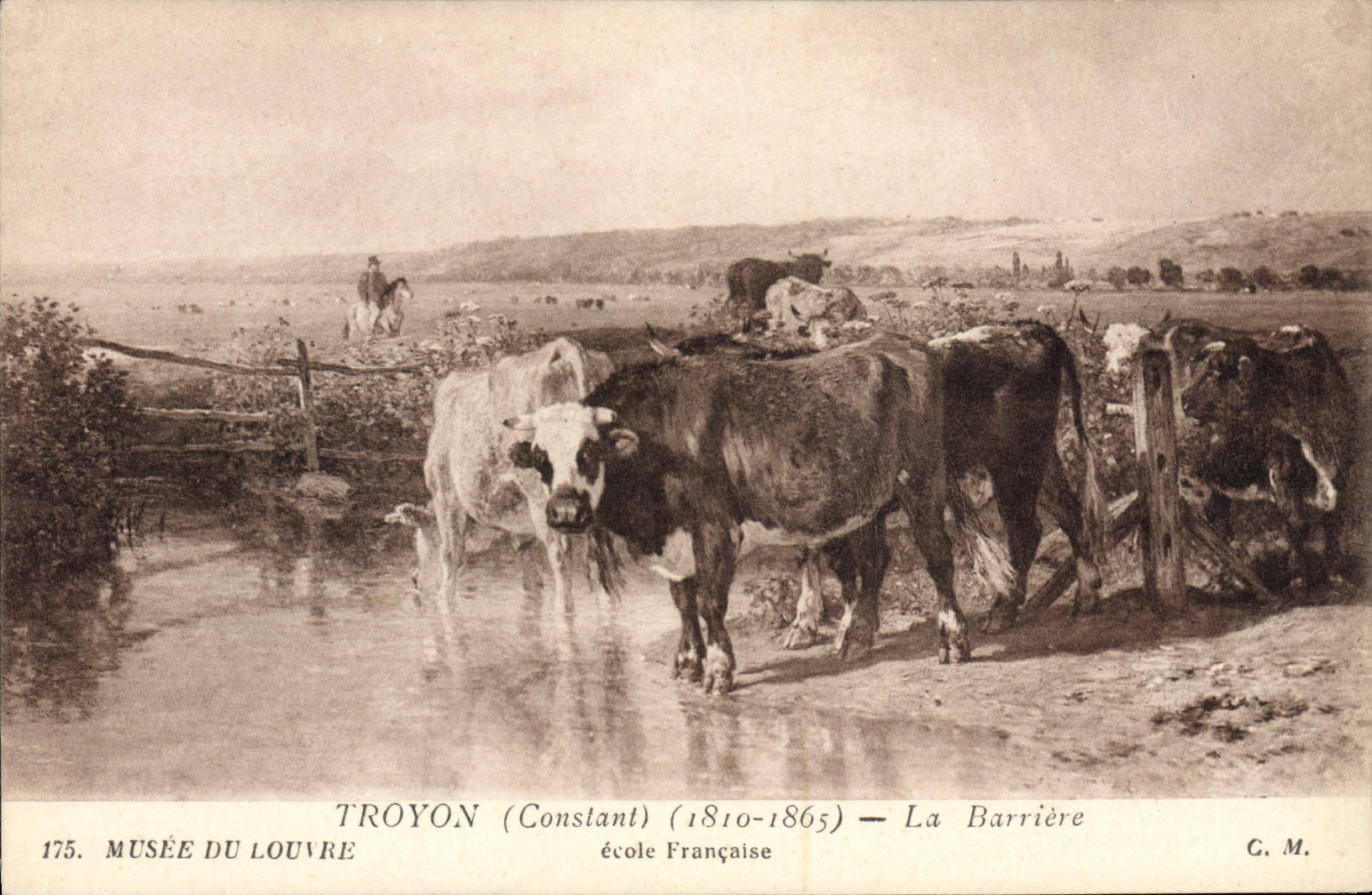Postal Troyon la barrera París Vagar del Louvre Vacas
