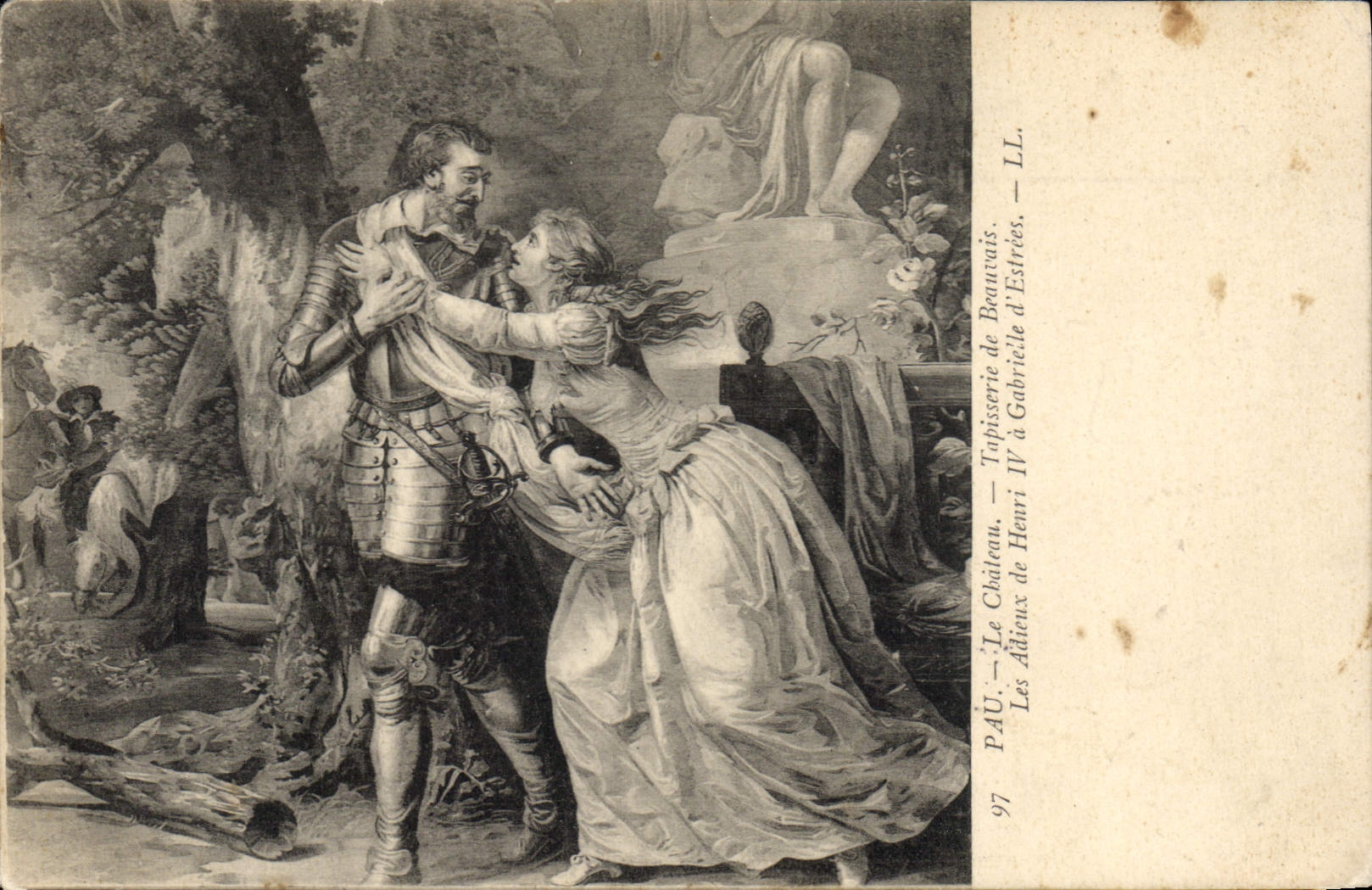 Postal Pau el castillo Tapicería de Beauvais los adioses de Enrique IV a Gabrielle de Estrees