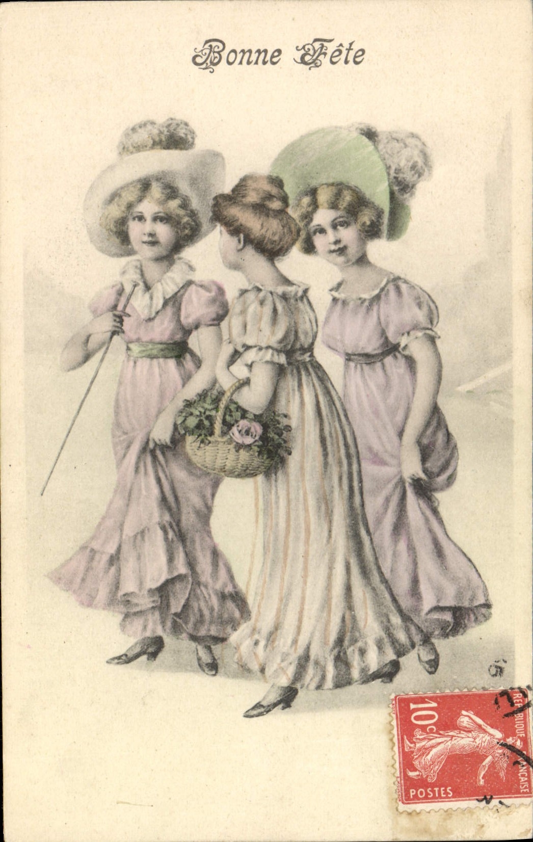 Vintage Postcard Fantasy Women Good festival