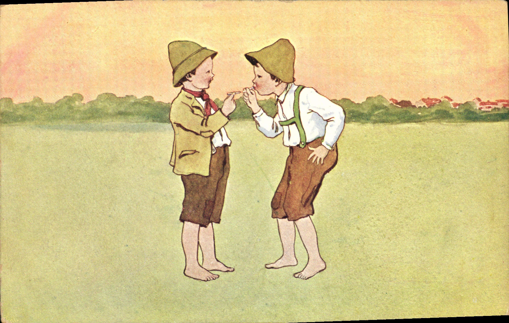 CPA Fantaisie Enfants Cigarette 