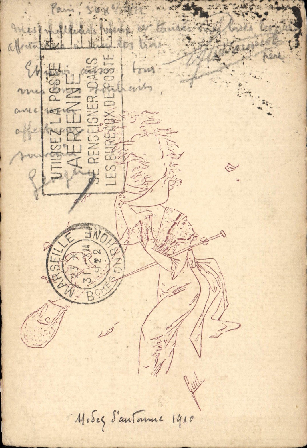 Vintage Postcard Fantasy Woman Modes of autumn 1910