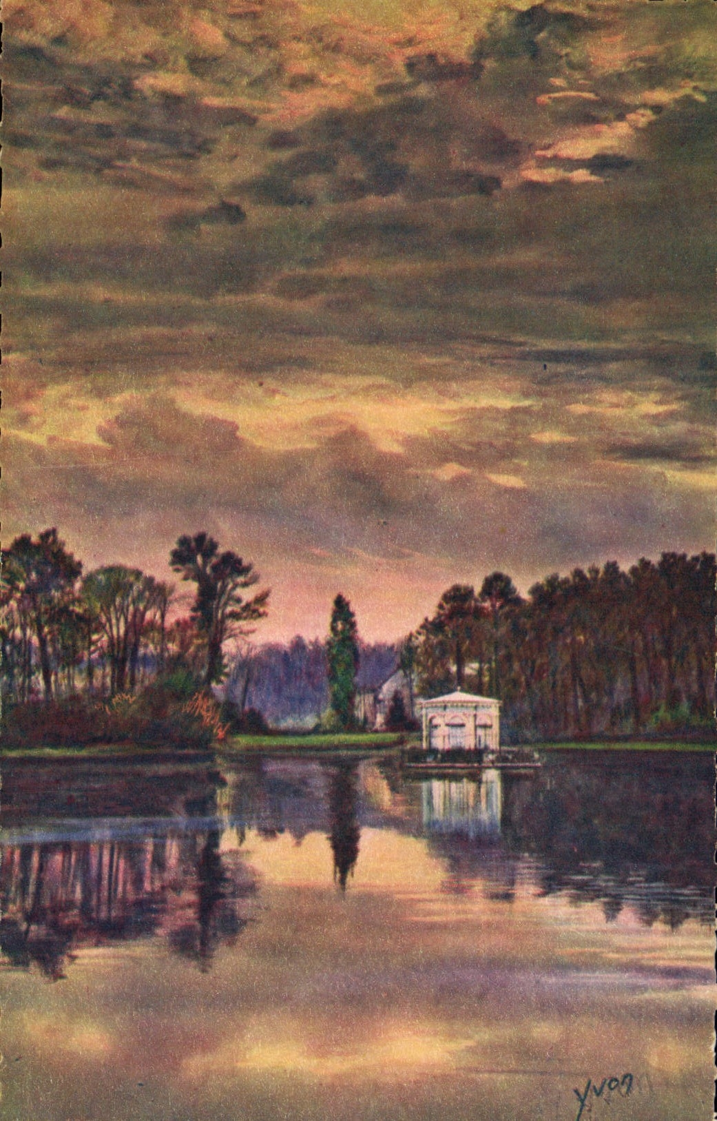 CPA Fontainebleau le palais Crepuscule sur l'etang des carpes