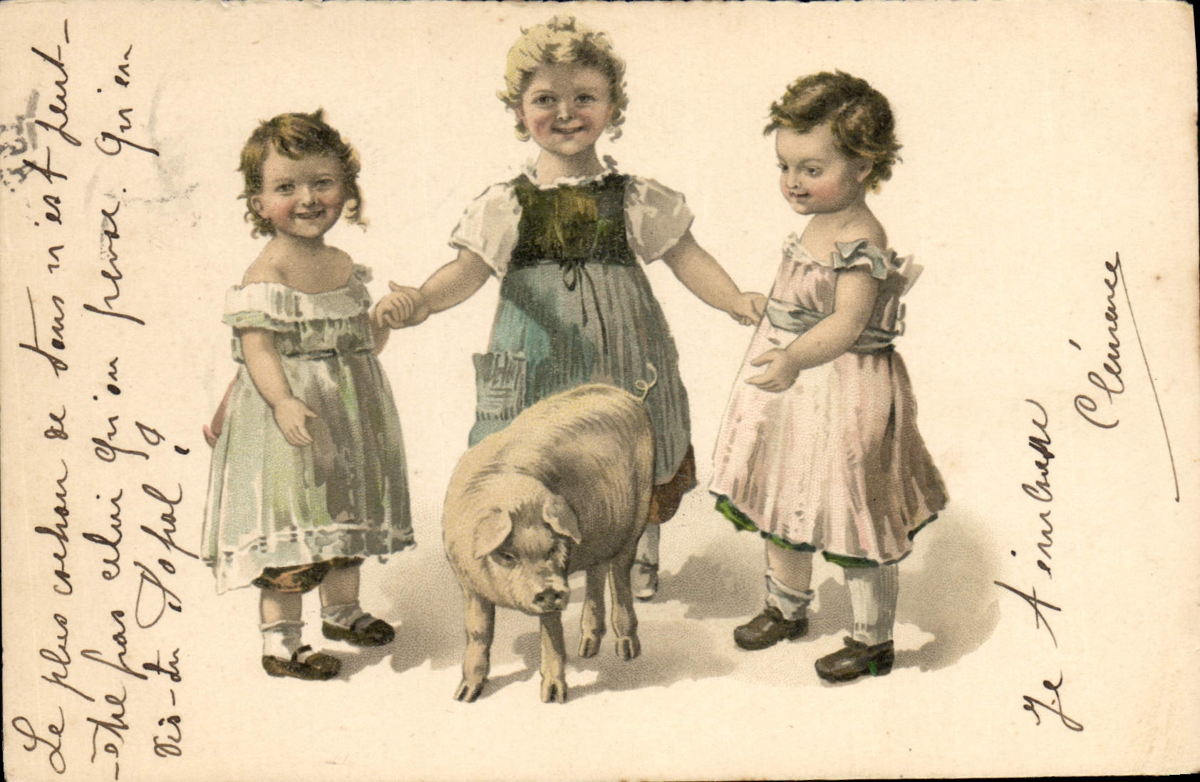 CPA Fantaisie Enfants Cochon Porc 